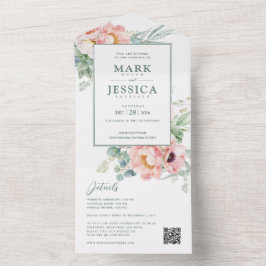 Rosa weiße Blume Einladung Hochzeit