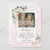 Rosa Weiße Blume - Foto-Bestätigung für Mädchen Dankeskarte (Vorderseite)