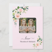 Rosa Weiße Blume - Foto-Bestätigung für Mädchen Dankeskarte (Rückseite)