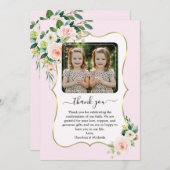 Rosa Weiße Blume - Foto-Bestätigung für Mädchen Dankeskarte (Vorne/Hinten)