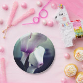 Rosa weiße Blume Foto Teller für benutzerdefiniert (Party)