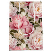 Rosa-weiße Blume Gemustert Mittlere Geschenktüte (Rückseite)