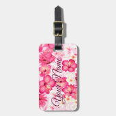 Rosa-weiße Blume Gepäckanhänger (Vorderseite vertikal)