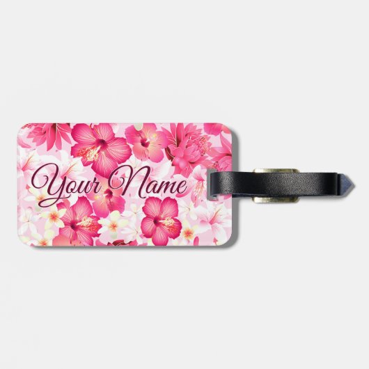 Rosa-weiße Blume Gepäckanhänger (Rückseite horizontal)