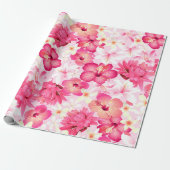 Rosa-weiße Blume Geschenkpapier (Ungerollt)