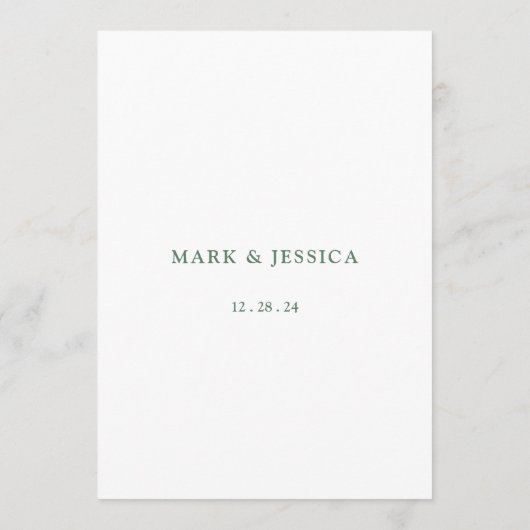 Rosa weiße Blume Hochzeitskarte Programm (Rückseite)