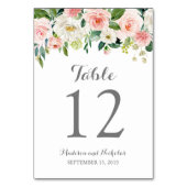 Rosa weiße Blume Hochzeitskarten Tischnummer (Rückseite)