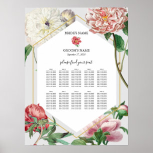 Rosa, weiße Blume Hochzeitskizze Poster