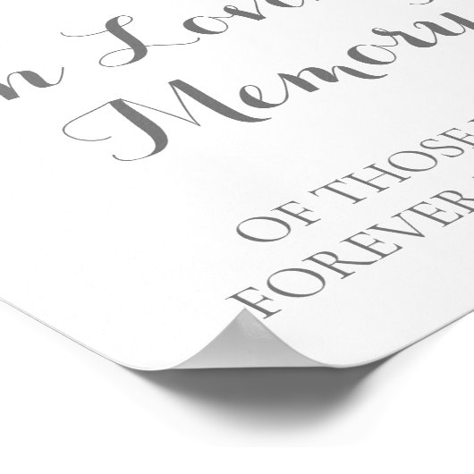 Rosa weiße Blume in Love Memory Sign Poster (Ecke)