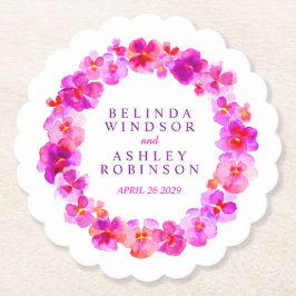 Rosa weiße Blume Kranz Aquarellkunst Untersetzer