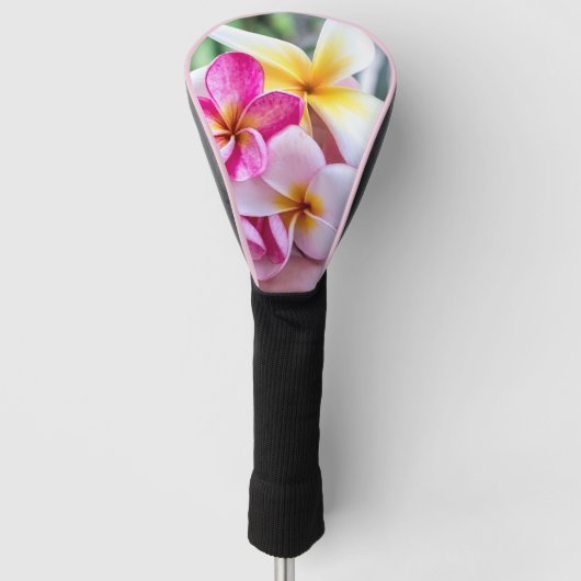 Rosa-weiße Blume mit hawaiianischer Orchidee Golf Headcover (Vorderseite)