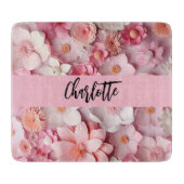 Rosa weiße Blume Namensskript Schneidebrett (Vorderseite)