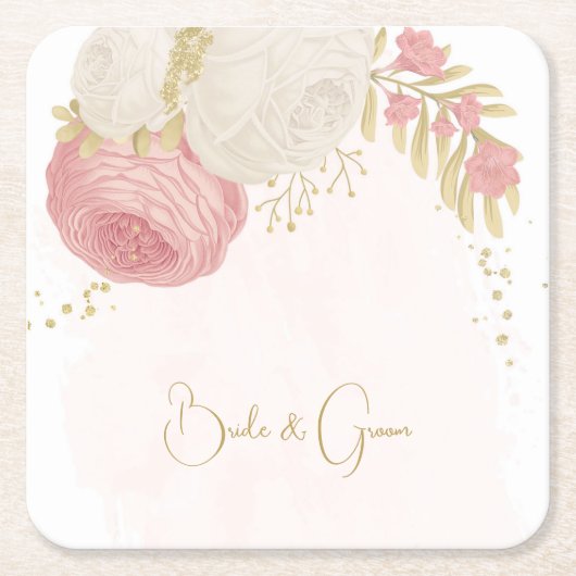 Rosa-weiße Blume Rechteckiger Pappuntersetzer (Vorderseite)