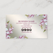 Rosa Weiße Blume Rustikales Elegantes Visitenkarte (Rückseite)