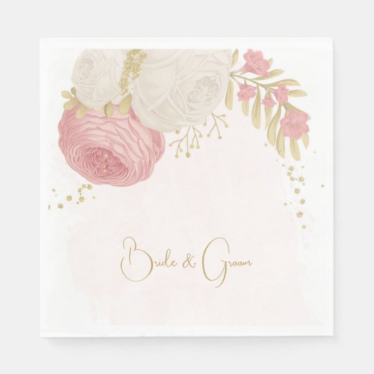 Rosa-weiße Blume Serviette (Vorderseite)