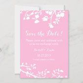 Rosa weiße Blume speichern das Datumsfenster Magneteinladung (Vorderseite)