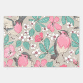 Rosa Weiße Blume und Grünpflanzen Geschenkpapier Set (Vorderseite 3)