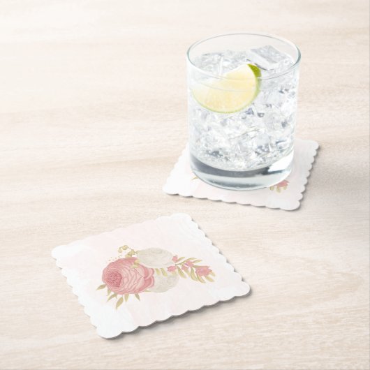 Rosa-weiße Blume Untersetzer (Vor Ort)