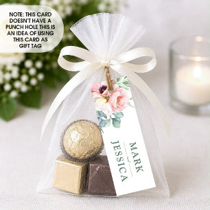 Rosa weiße Blumen-Hochzeitsetikett (1x3 Zoll) Mini Visitenkarte