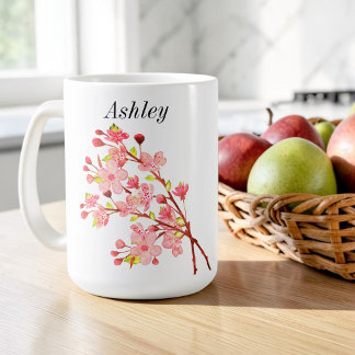 Rosa weiße Blumen Kirschblüten Elegant Kaffeetasse