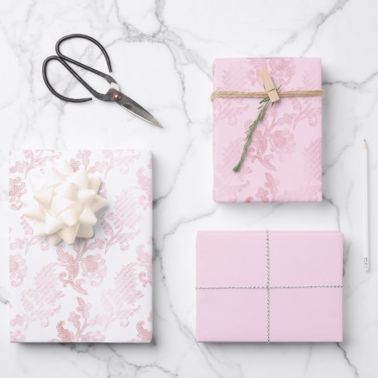 Rosa Weiße Blüte Geschenkpapier Set (Vorderseite)