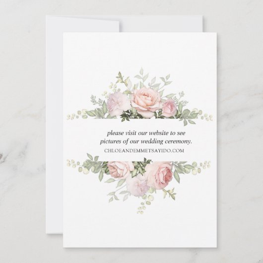 Rosa weiße Blüte nur verheiratet Eloption Ankündigung (Rückseite)