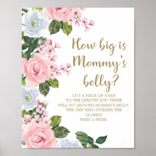 Rosa weiße Blüte wie groß ist Mama's Bauch Poster
