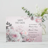 Rosa Weiße Blüten Save the Date (Stehend Vorderseite)