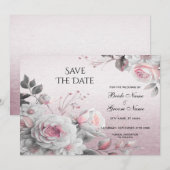 Rosa Weiße Blüten Save the Date (Vorne/Hinten)