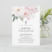 Rosa-weiße Blütengemeinde Einladung (Stehend Vorderseite)