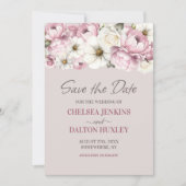 Rosa weiße Blütenhochzeit retten das Datum Save The Date (Vorderseite)