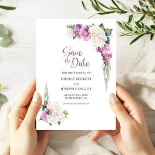 Rosa weiße Blütenhochzeit retten das Datum Save The Date