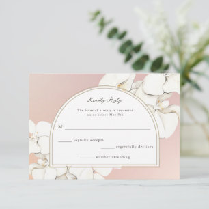 Rosa weiße botanische Orchideen-Blumenhochzeit RSVP Karte