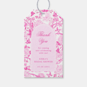 Rosa weiße Chinoiserie-Blumen-Hochzeitsdusche-Gesc Geschenkanhänger