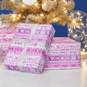 Rosa Weiße Cozy Streifen Weihnachten Geschenkpapier