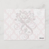 rosa-weiße Creme-Damast-Muster Postkarte (Rückseite)