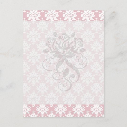 rosa-weiße Creme-Damast-Muster Postkarte (Vorderseite)