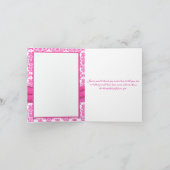 Rosa, weiße Damaskus gefügte Herzen Danke Karte (Innenseite)