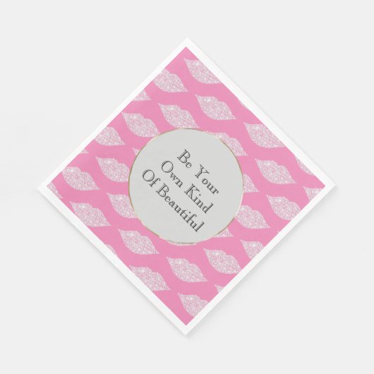 Rosa weiße Diamantlippen Serviette (Ecke)