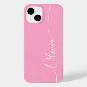Rosa Weiße Elegante Kalligrafie-Schrift Name Case-Mate iPhone 14 Hülle