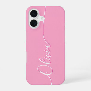 Rosa Weiße Elegante Kalligrafie-Schrift Name iPhone 16 Hülle