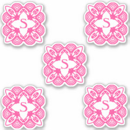 Rosa Weiße Elegante Monogram 4Sarah Aufkleber