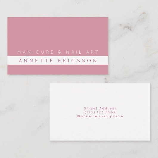 Rosa weiße Eleganz Visitenkarte (Vorne/Hinten)