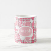 Rosa-weiße Fallmuster mit Kürbis und Name Kaffeetasse (Mittel)