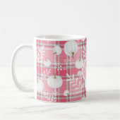 Rosa-weiße Fallmuster mit Kürbis und Name Kaffeetasse (Links)