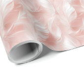 Rosa-weiße Feder-Muster-Braut- Geschenkpapier (Rolleneckpunkt)