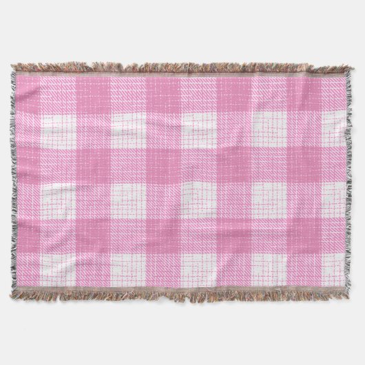 Rosa-weiße, fett karierte Gingham-Design  Decke (Vorderseite)