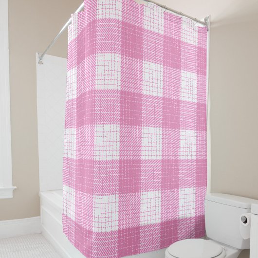 Rosa-weiße, fett karierte Karo-Design Duschvorhang