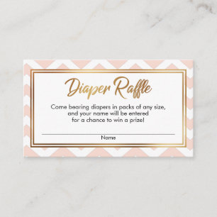 Rosa & Weiße Fette Chevron-Windel-Raffle-Karten Begleitkarte
