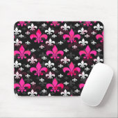 Rosa Weiße Fleur De Lis Mousepad (Mit Mouse)